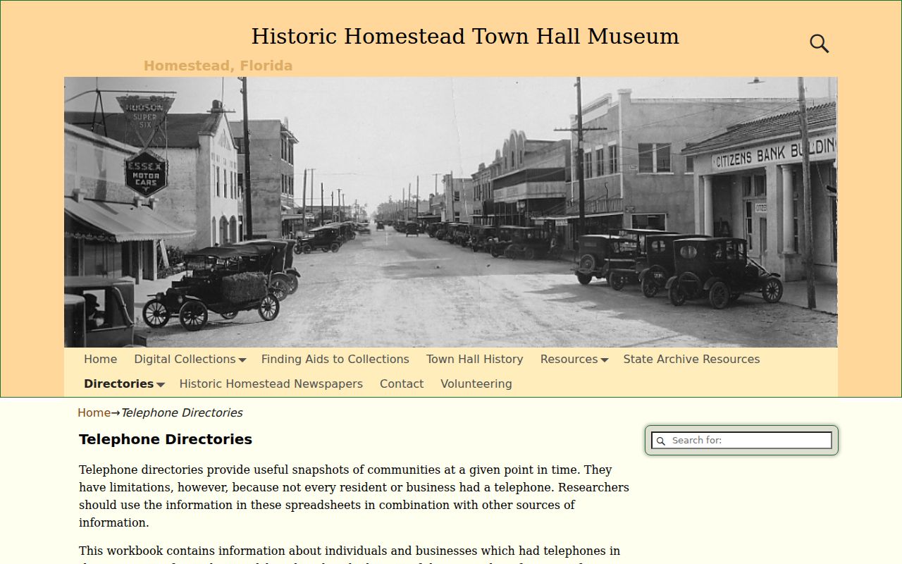 Homestead historical telephone directory workbook and party-line records