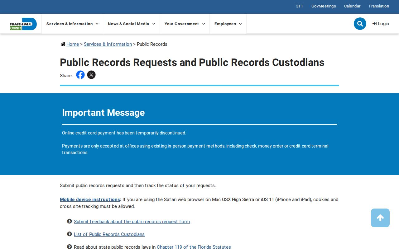 Miami-Dade public records request portal for Homestead block files
