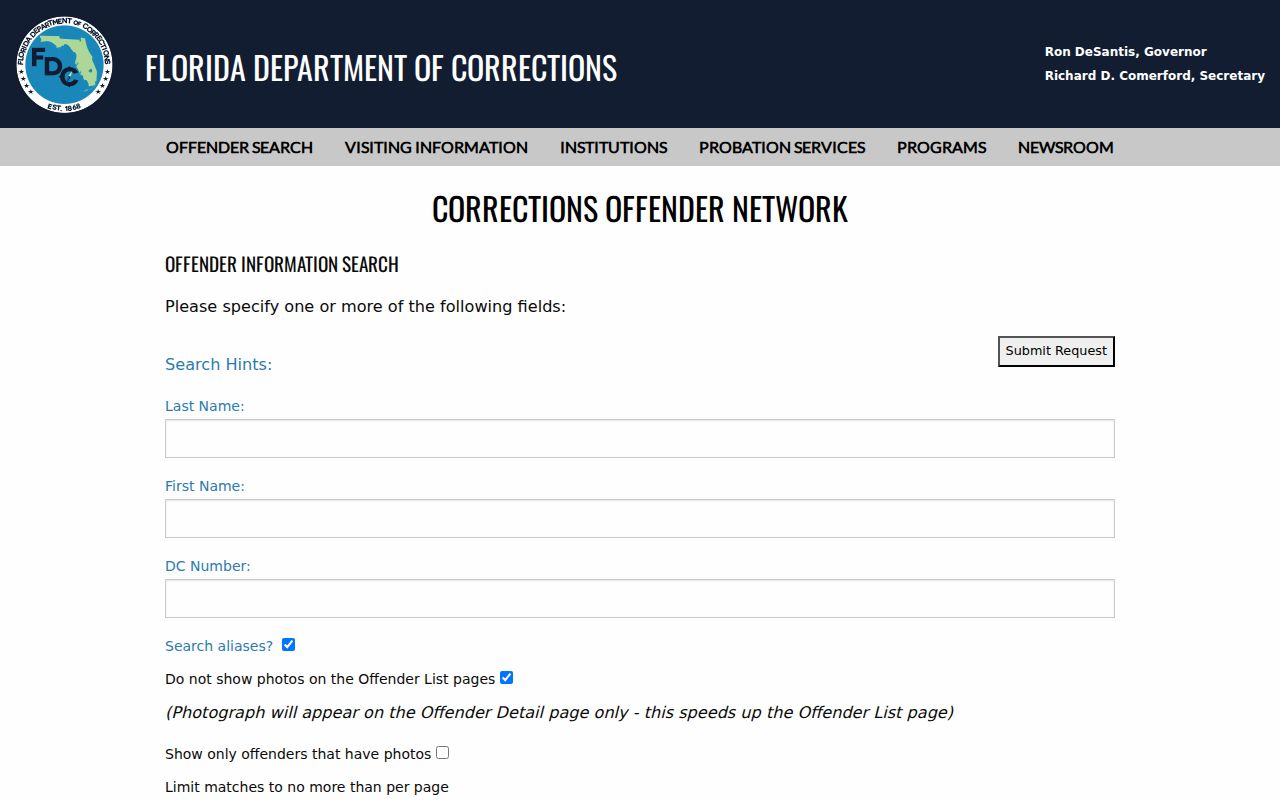 Homestead resident lookup Florida corrections record