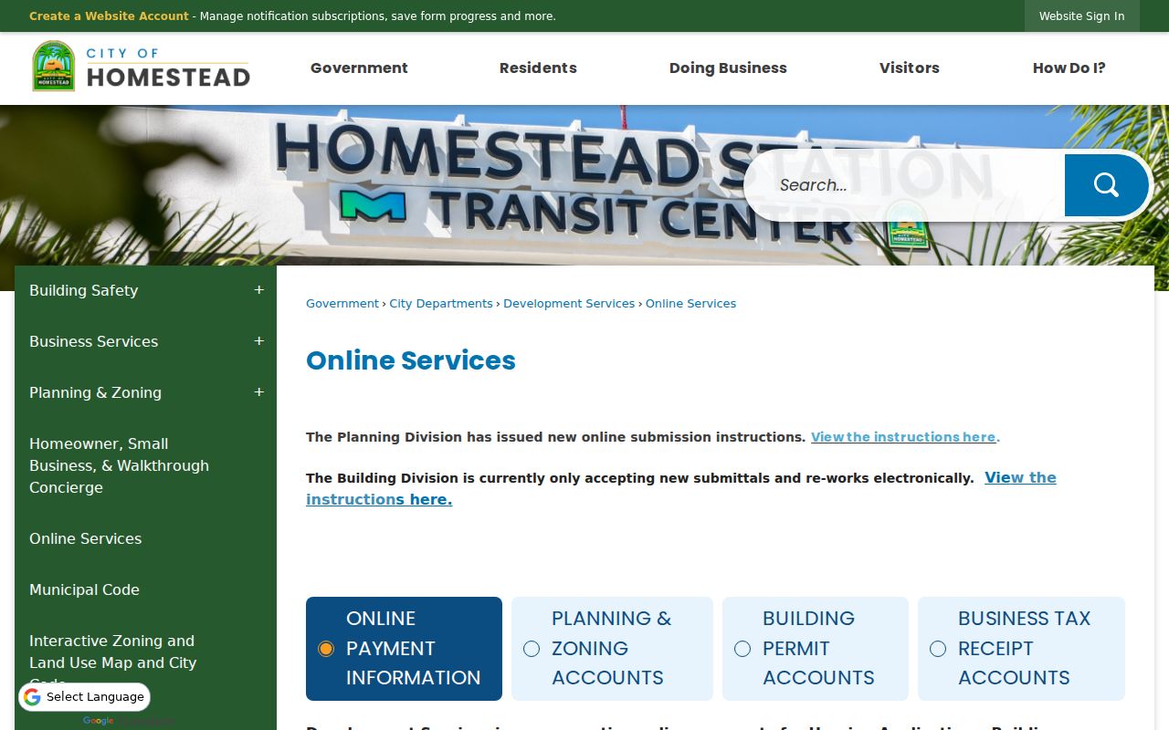 Homestead online services for address-based permit records