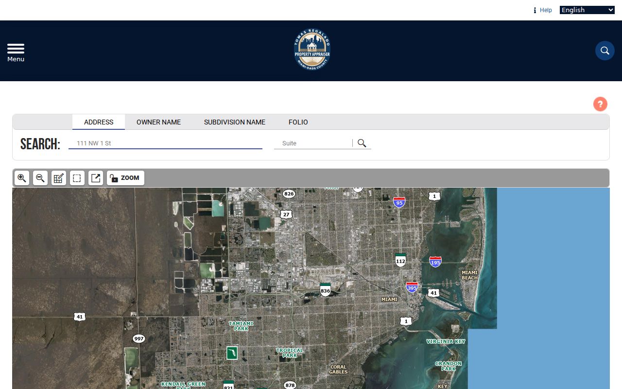 Miami-Dade parcel and aerial property viewer used for a Homestead street search