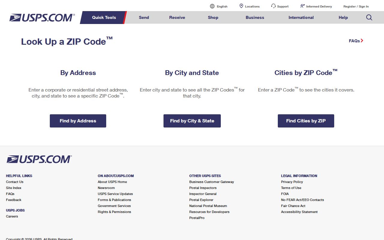 Homestead ZIP code directory USPS address lookup