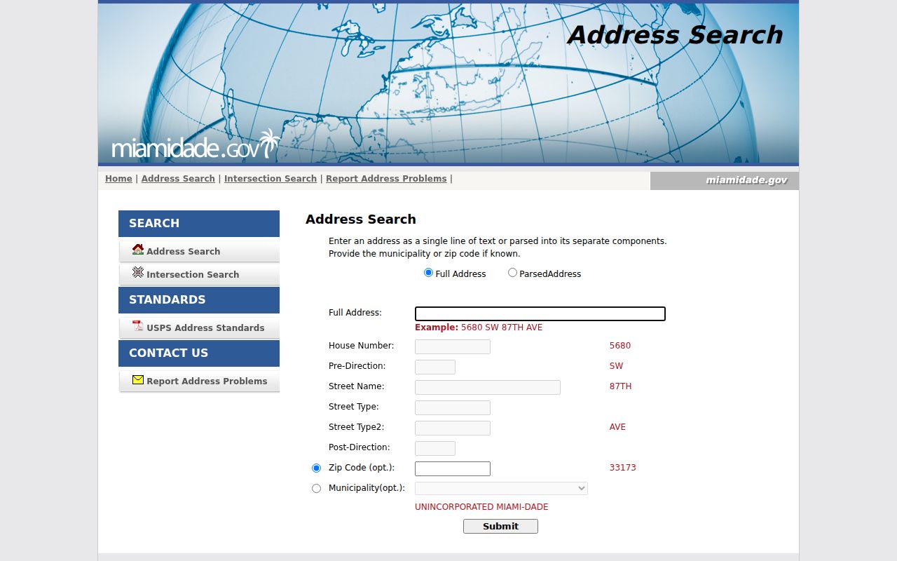 Homestead ZIP code directory county address search